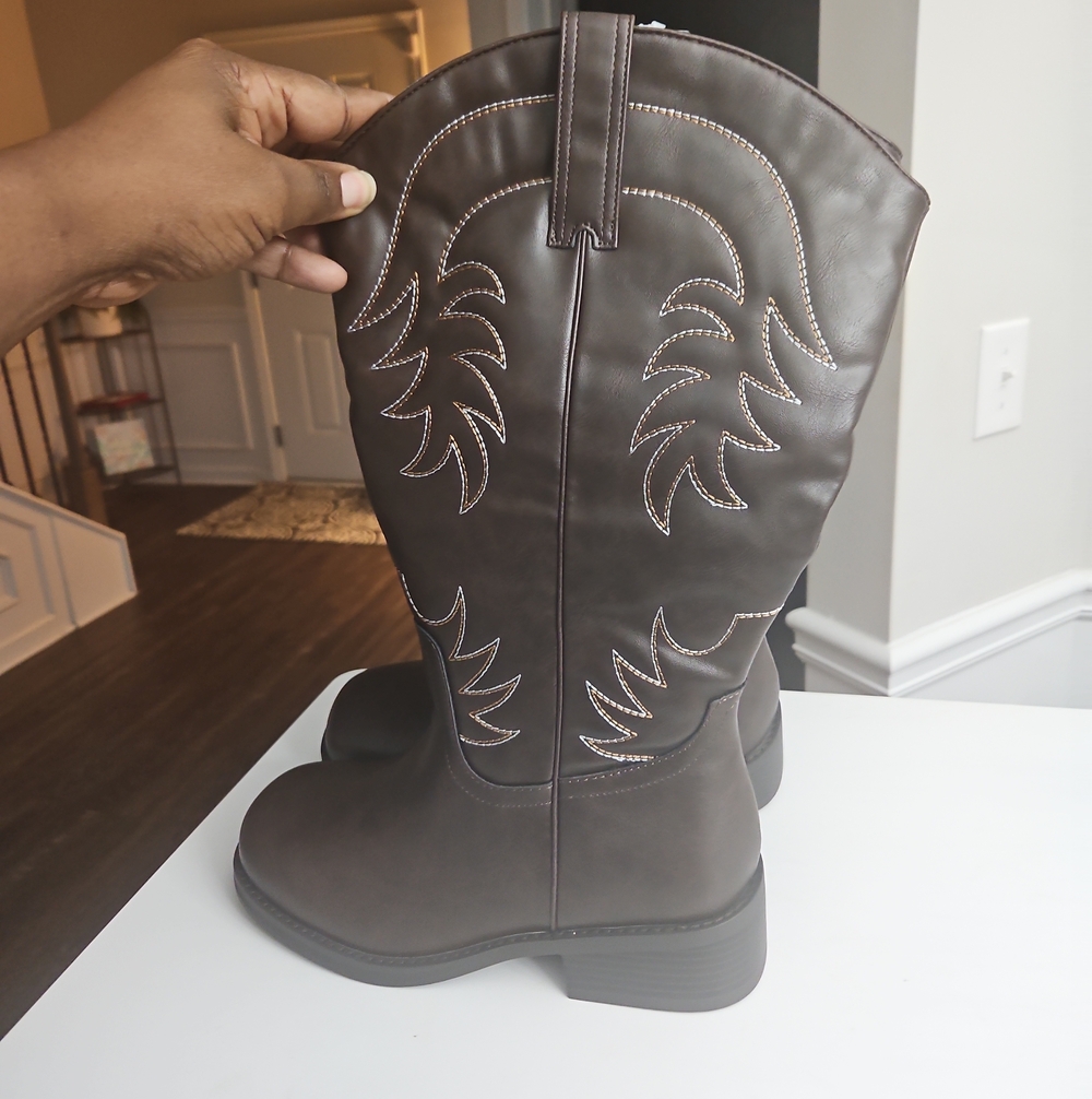 Block Heel Knee Western Boot